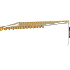 Clearance FinePRICE Automaattisesti sisäänkelattava markiisi keltainen/valkoinen 3x2,5 m
