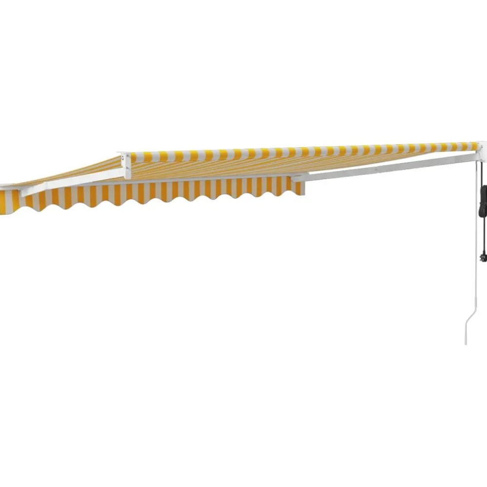 Clearance FinePRICE Automaattisesti sisäänkelattava markiisi keltainen/valkoinen 3x2,5 m