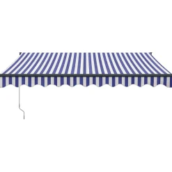 Outlet FinePRICE Automaattisesti sisäänkelattava markiisi sininen/valkoinen 3x2,5 m