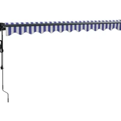 Outlet FinePRICE Automaattisesti sisäänkelattava markiisi sininen/valkoinen 3x2,5 m