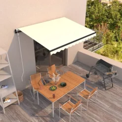 New FinePRICE Automaattisesti sisäänkelattava markiisi 350x250 cm kerma