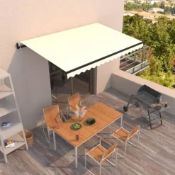 New FinePRICE Automaattisesti sisäänkelattava markiisi 350x250 cm kerma