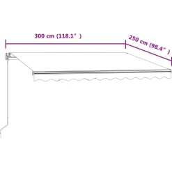 FinePRICE Automaattisesti sisäänkelattava markiisi 300x250cm sinivalk.