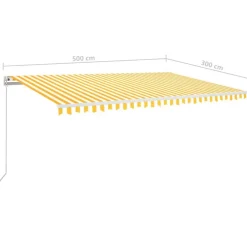 FinePRICE Automaattisesti sisäänkelattava markiisi 300x250cm sinivalk.