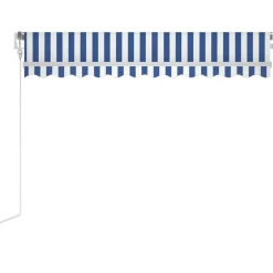 FinePRICE Automaattisesti sisäänkelattava markiisi 300x250cm sinivalk.