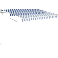FinePRICE Automaattisesti sisäänkelattava markiisi 300x250cm sinivalk.
