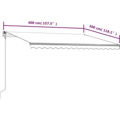 FinePRICE Automaattisesti sisäänkelattava markiisi 300x250cm sinivalk.