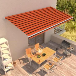 FinePRICE Automaattisesti sisäänkelattava markiisi 300x250cm sinivalk.
