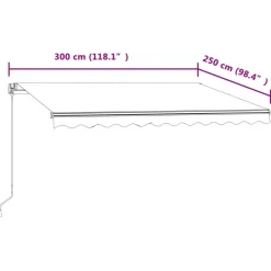 FinePRICE Automaattisesti sisäänkelattava markiisi 300x250cm sinivalk.