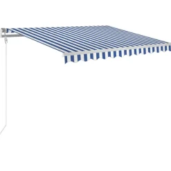 FinePRICE Automaattisesti sisäänkelattava markiisi 300x250cm sinivalk.