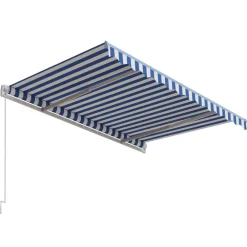FinePRICE Automaattisesti sisäänkelattava markiisi 300x250cm sinivalk.