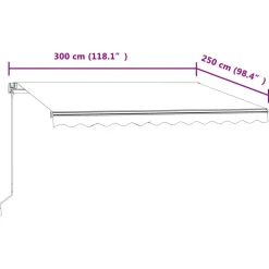 FinePRICE Automaattisesti sisäänkelattava markiisi 300x250cm sinivalk.