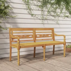 Online FinePRICE Batavia-penkki 150 cm, tiikkiä Ruskea