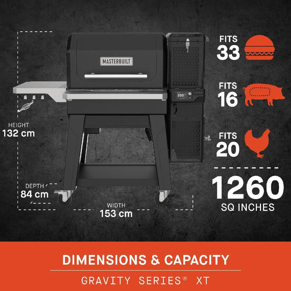 New Masterbuilt BBQ-hiiligrilli/savustin Gravity Series XT, digitaalinen, wifi-ohjattava