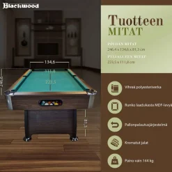 Hot Blackwood Biljardipöytä Official 8' eri värejä
