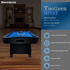Hot Blackwood Biljardipöytä Official 8' eri värejä