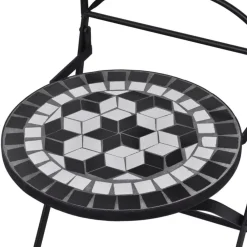 Clearance FinePRICE Bistrokalustesarja 3-osainen mosaiikki musta ja valkoinen