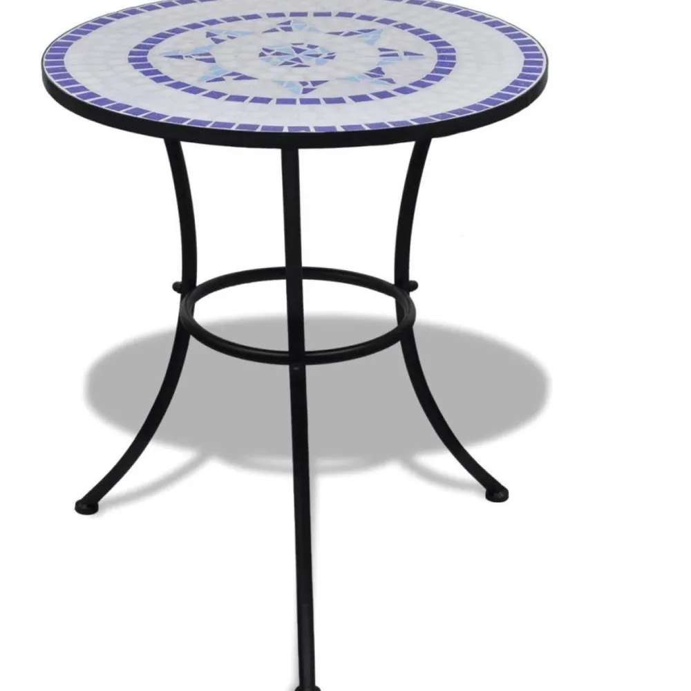 Online FinePRICE Bistrokalustesarja 3-osainen mosaiikki sininen ja valkoinen
