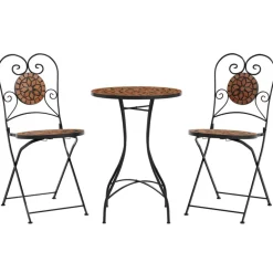 Hot FinePRICE bistropöytäsarja Mosaiikki sinivalkoinen rauta ja keramiikka (16353)