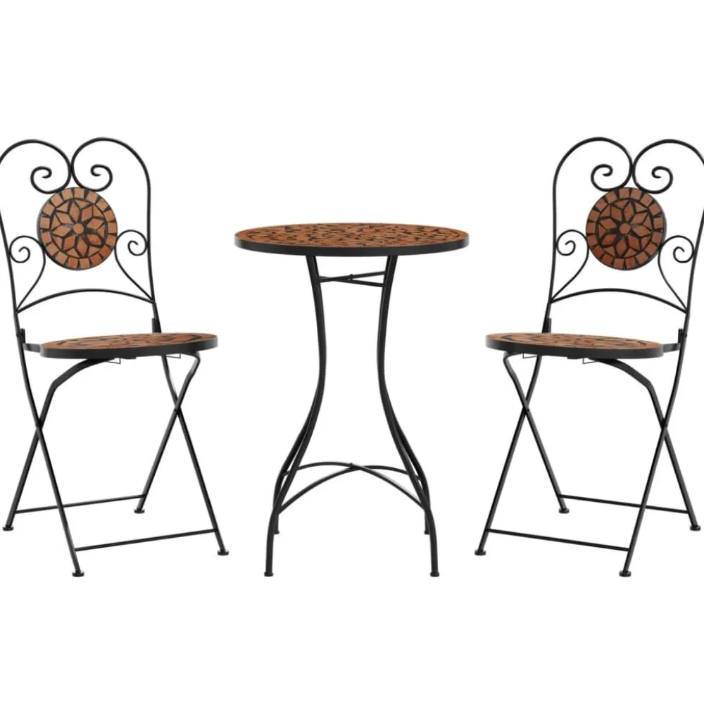 Hot FinePRICE bistropöytäsarja Mosaiikki sinivalkoinen rauta ja keramiikka (16353)
