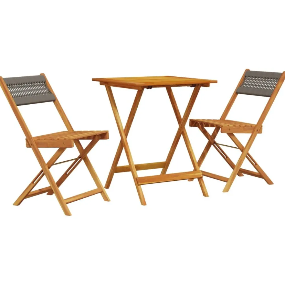 Clearance FinePRICE Bistrosarja 3-osainen musta polypropeeni ja täysi akasiapuu (81745)