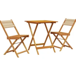 Clearance FinePRICE Bistrosarja 3-osainen musta polypropeeni ja täysi akasiapuu (81745)