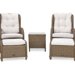 Best Comfort Garden Caféryhmä Marcus 2 nojatuolia jalkaraheilla ruskea/beige
