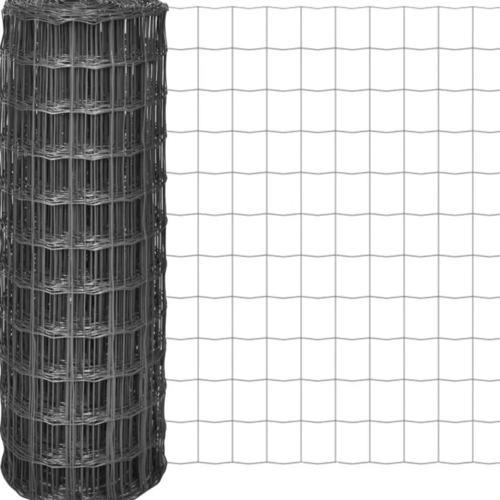 Best FinePRICE Euro-aita, teräs, 10x0,8 m, harmaa, silmäkoko 77 x 64 mm