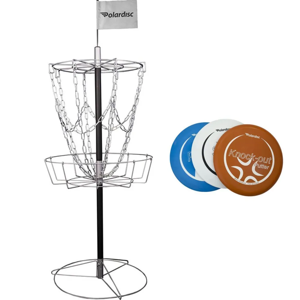 Hot Polardisc Frisbeegolfsetti Starter, sis. 3 frisbeekiekkoa ja korin