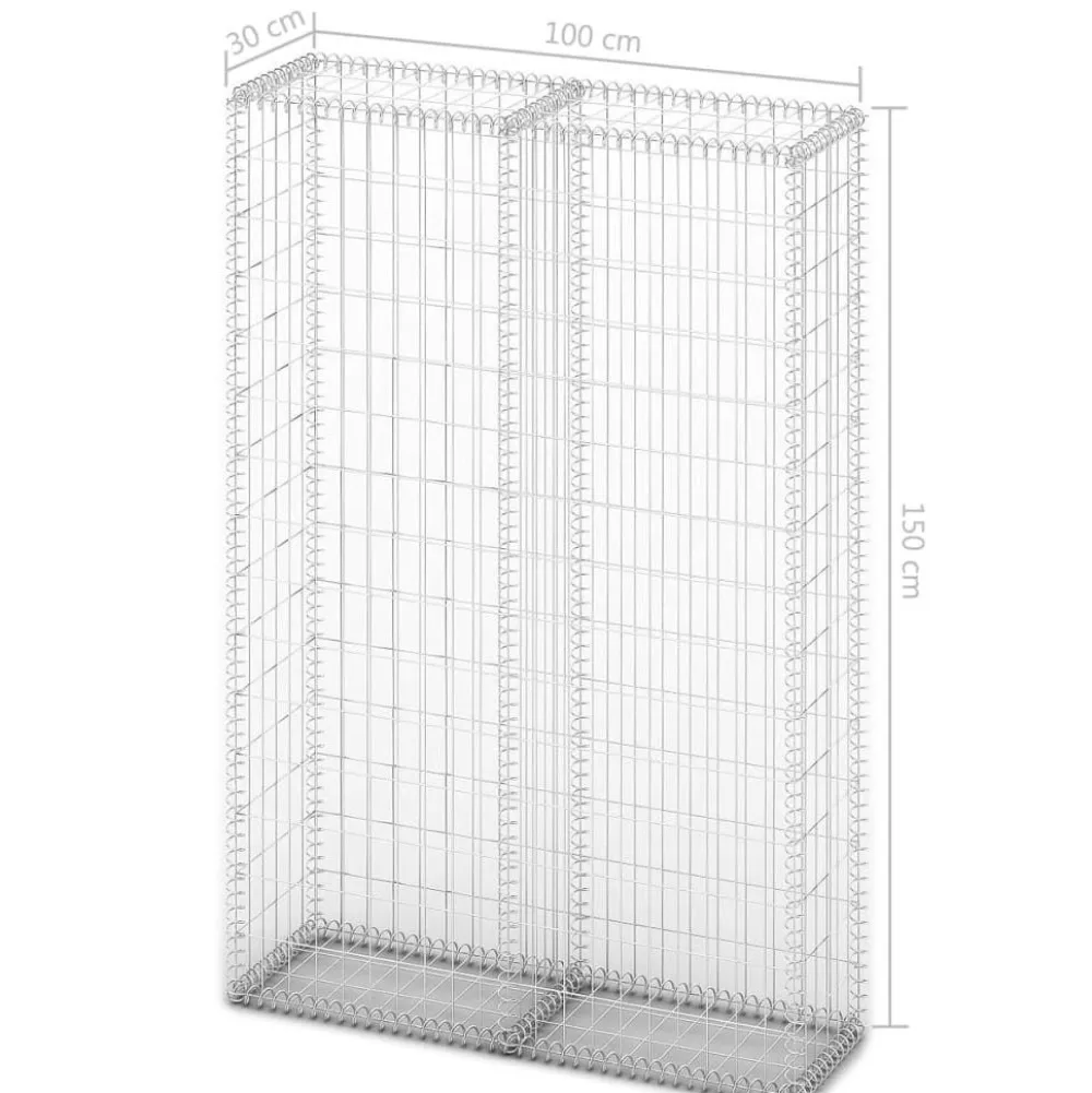 New FinePRICE Gabion/kivikori kansilla galvanoitu vaijeri 150x100x30cm