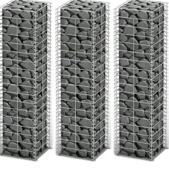 Hot FinePRICE Gabion-/kivikorisarja 3kpl galvanoitu vaijeri 25x25x100cm