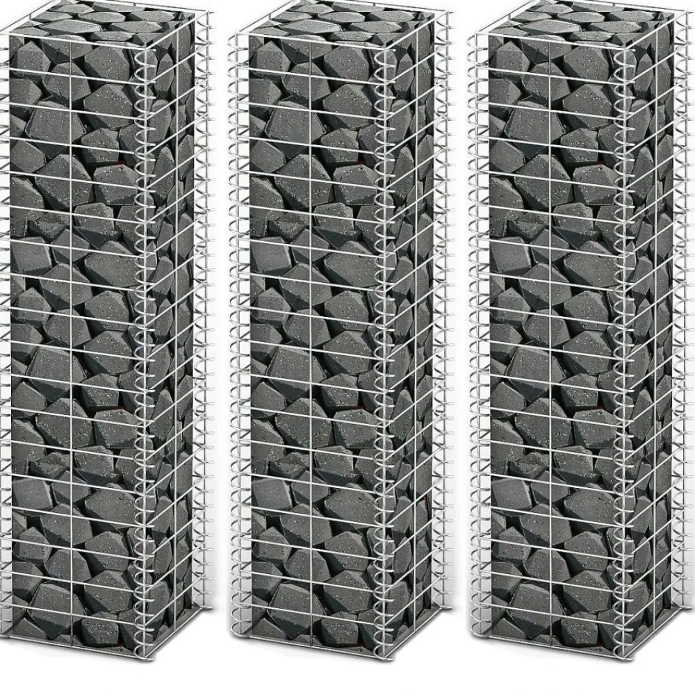Hot FinePRICE Gabion-/kivikorisarja 3kpl galvanoitu vaijeri 25x25x100cm