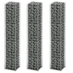 FinePRICE Gabion-/kivikorisarja 3kpl galvanoitu vaijeri 25x25x150cm
