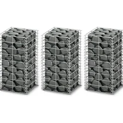 New FinePRICE Gabion-/kivikorisarja 3kpl galvanoitu vaijeri 25x25x50cm