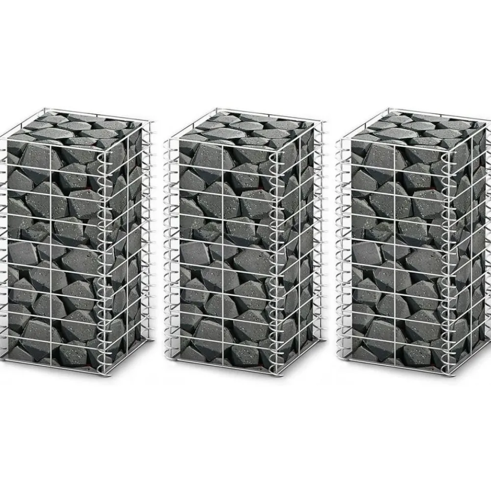 New FinePRICE Gabion-/kivikorisarja 3kpl galvanoitu vaijeri 25x25x50cm