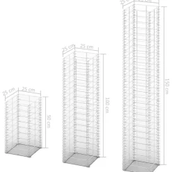 Outlet FinePRICE Gabion-/kivikorisarja 3kpl galvanoitu vaijeri eri kokoja