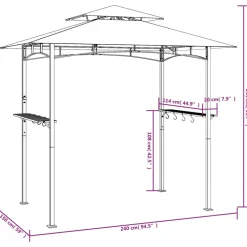 Clearance FinePRICE Grillikatos sivuhyllyillä 240x150x243 cm teräs antrasiitti