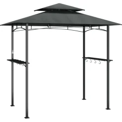 Clearance FinePRICE Grillikatos sivuhyllyillä 240x150x243 cm teräs antrasiitti