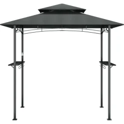 Clearance FinePRICE Grillikatos sivuhyllyillä 240x150x243 cm teräs antrasiitti