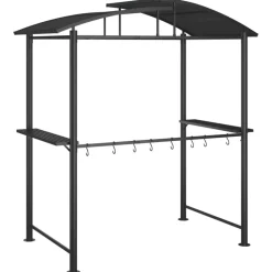 Clearance FinePRICE Grillikatos sivuhyllyillä 210x114x230 cm teräs antrasiitti