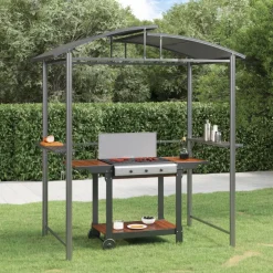 Clearance FinePRICE Grillikatos sivuhyllyillä 210x114x230 cm teräs antrasiitti