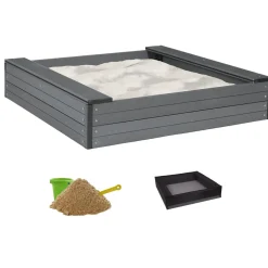 Hot Nordic Play Hiekkalaatikko penkeillä 24x120x120cm komposiitti sis, verkko ja 240kg hiekkaa