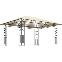 Discount FinePRICE Huvimaja hyttysverkko ja LED-valonauha 3x3x2,73 m ruskeanharmaa