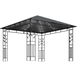 Discount FinePRICE Huvimaja hyttysverkko ja LED-valonauha 3x3x2,73 m ruskeanharmaa