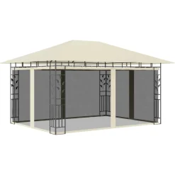 Discount FinePRICE Huvimaja hyttysverkko ja LED-valonauha 3x3x2,73 m ruskeanharmaa
