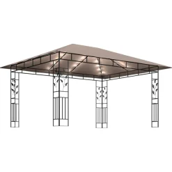 Discount FinePRICE Huvimaja hyttysverkko ja LED-valonauha 3x3x2,73 m ruskeanharmaa