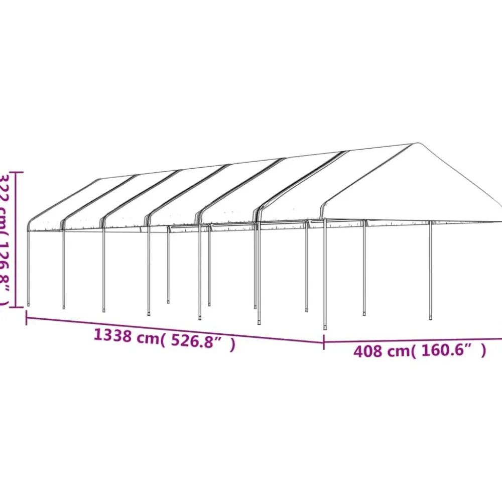 Discount FinePRICE Huvimaja katolla valkoinen 13,38x4,08x3,22 m polyeteeni