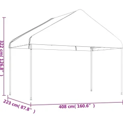 Best FinePRICE Huvimaja katolla valkoinen 4,08x2,23x3,22 m polyeteeni