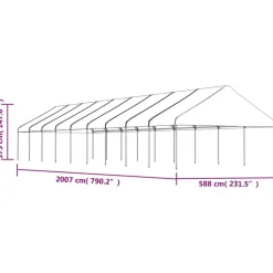 Best FinePRICE Huvimaja katolla valkoinen 20,07x5,88x3,75 m polyeteeni