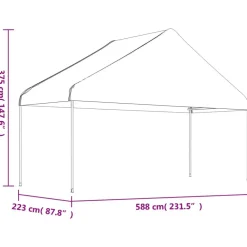 Clearance FinePRICE Huvimaja katolla valkoinen 6,69x5,88x3,75 m polyeteeni